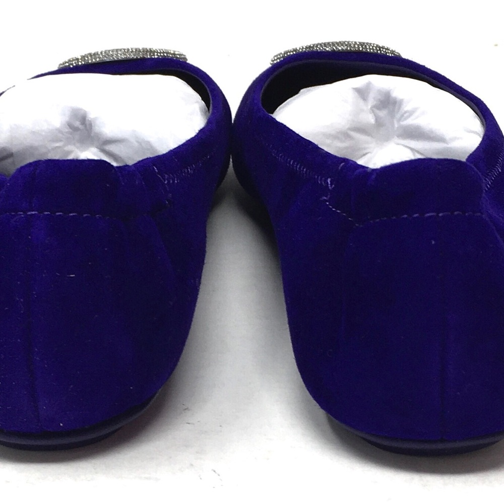 Tory Burch Deep Purple Crystal Pavé Minnie Travel Ballet Flat Shoes - Picture 9 of 16
